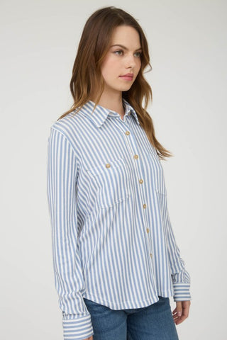 Christina Blue Stripe Button Down