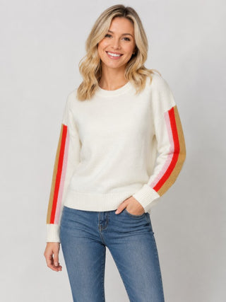 Abry Ivory Stripe Sleeve Sweater