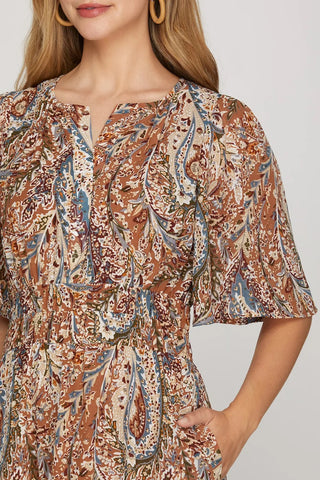 Charlotte Cinnamon Print Dress