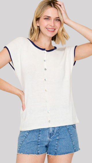 Sasha Ivory/Navy Sweater