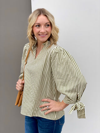 Emily Olive Stripe Top