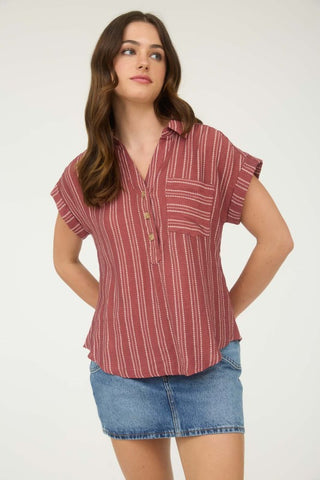 Wendi Burgundy Stripe Top