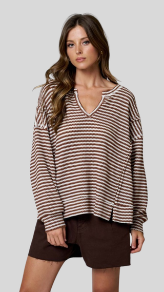 Mel Mocha/Ivory Textured Top