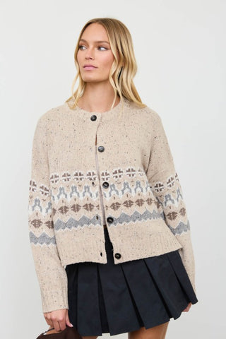 Rena Oatmeal Fair Isle Cardigan
