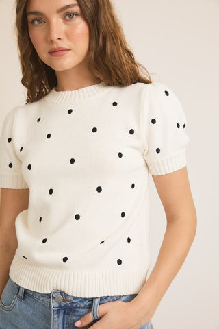 Violet Ivory Polka Dot Sweater