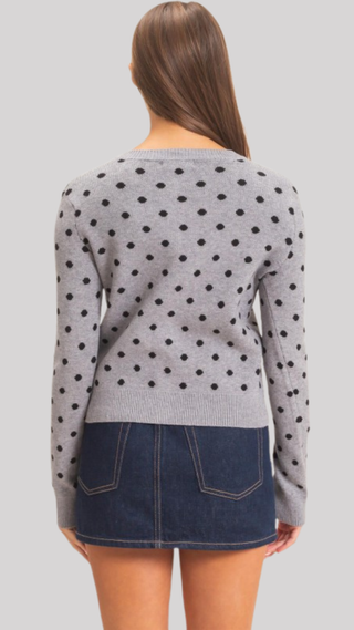 Evelyn Grey Polka Dot Cardigan