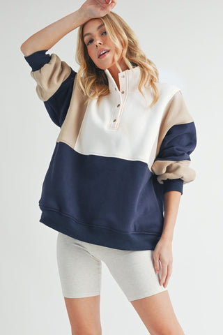 Blythe Coffee Colorblock Pullover