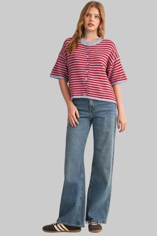 Margo Blue/Red Cardigan