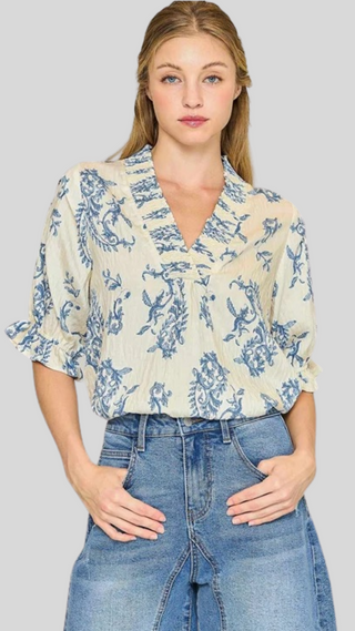 Marta Blue Print Top