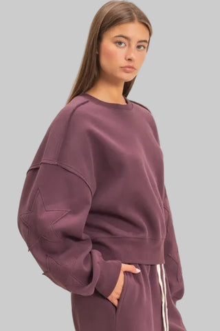 Morgan Burgundy Star Patch Sweatshirt