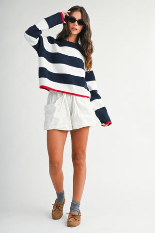 Krista Navy Stripe Sweater