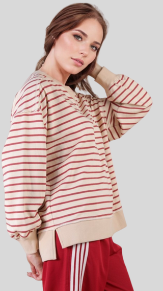 Hallie Beige/Brick Pullover