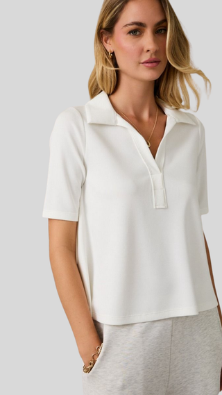 Char White Polo Top