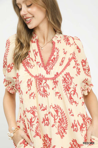 Gloria Red Print Dress