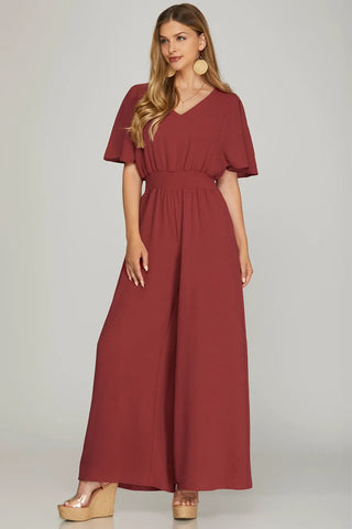 Alexa Brick Red Jumpsuit