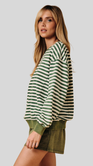 Jill Green Stripe Pullover