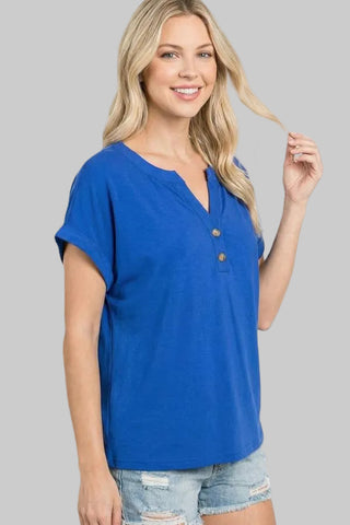 Tori Royal Button Henley Top
