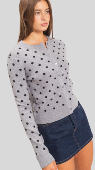 Evelyn Grey Polka Dot Cardigan