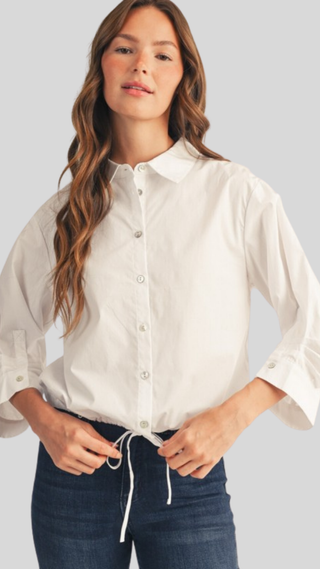 Rachel White Button Up Top