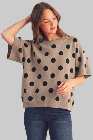 Mara Taupe/Black Polka Dot Sweater