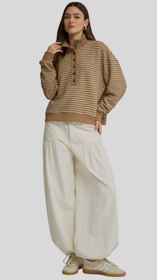 Nora Camel Stripe Pullover