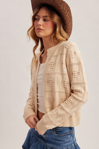 Tricia Beige Textured Cardigan