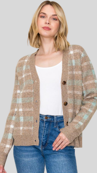 Maeve Mocha/Mint Cardigan