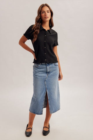 Kelly Black Textured Top