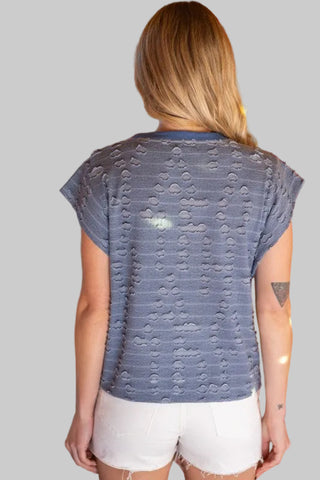 Marley Blue Distressed Top
