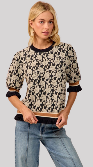 Rema Black Print Top