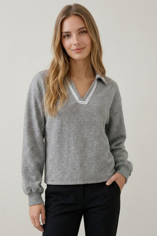 Emilie Grey Stitch Top