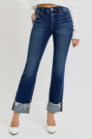 Tyra Dark Straight Cuffed Jean
