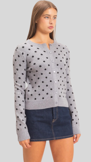 Evelyn Grey Polka Dot Cardigan