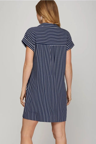 Margot Navy Stripe Dress