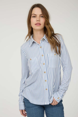 Christina Blue Stripe Button Down