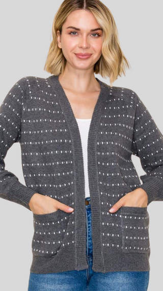 Celeste Charcoal Dot Cardigan