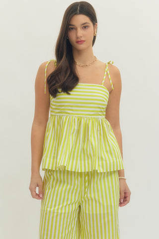 Nyx Lime Stripe Babydoll Top