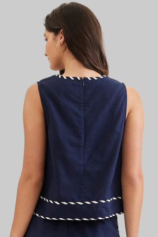 Emily Navy Stitch Tank