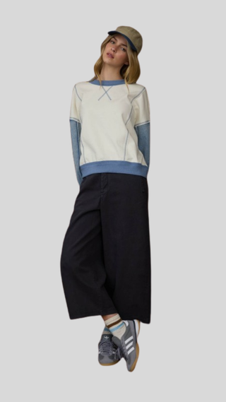 Greta Denim Sleeve Pullover