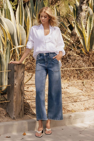 Teresa Elastic Waist Wide Jean