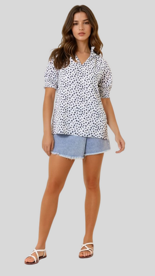 Kerry Navy Dot Top