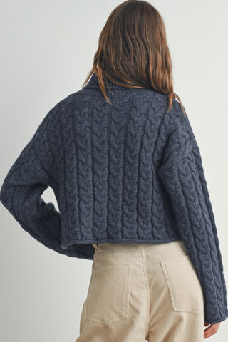 Sonia Navy Braided Sweater