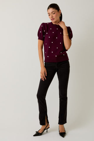 Violet Merlot Polka Dot Sweater