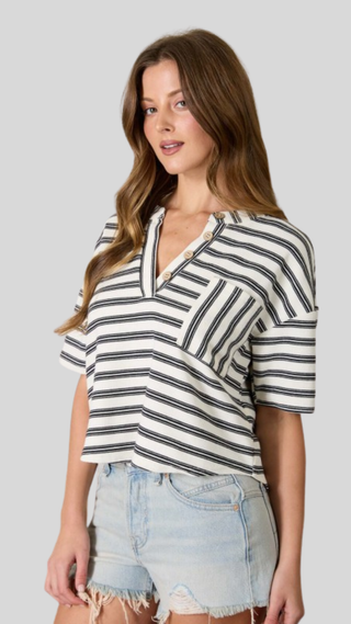 Gracelynn Ivory Stripe Knit Top