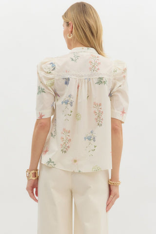 Bailee Cream Print Top
