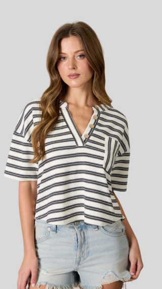 Gracelynn Ivory Stripe Knit Top