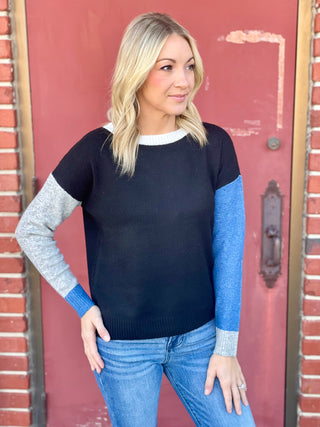 Camden Black/Blue Color Block Sweater