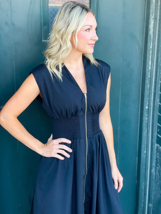 Cami Black Zip Dress