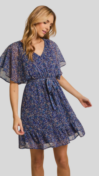 Jackie Navy Print Dress