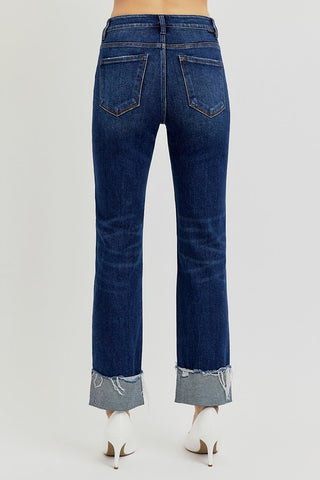 Tyra Dark Straight Cuffed Jean